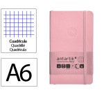 Cuaderno con gomilla Antartik notes tapa blanda A6 cuadricula rosa pastel 100 hojas 80 g