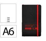 Cuaderno con gomilla Antartik notes tapa blanda A6 hojas lisas negro y rojo 100 hojas 80 g