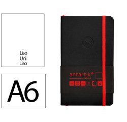 Cuaderno con gomilla Antartik notes tapa blanda A6 hojas lisas negro y rojo 100 hojas 80 g