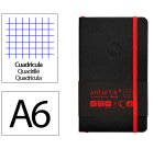 Cuaderno con gomilla Antartik notes tapa blanda A6 cuadricula negro y rojo 100 hojas 80 g