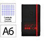 Cuaderno con gomilla Antartik notes tapa blanda A6 cuadricula negro y rojo 100 hojas 80 g
