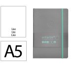 Cuaderno con gomilla Antartik notes tapa blanda A5 hojas lisas gris y turquesa 80 hojas 80 g