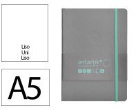 Cuaderno con gomilla Antartik notes tapa blanda A5 hojas lisas gris y turquesa 80 hojas 80 g