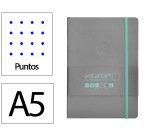 Cuaderno con gomilla Antartik notes tapa blanda A5 hojas puntos gris y turquesa 80 hojas 80 g