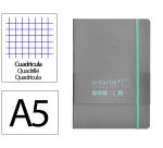Cuaderno con gomilla Antartik notes tapa blanda A5 hojas cuadricula gris y turquesa 80 hojas 80 g
