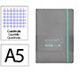 Cuaderno con gomilla Antartik notes tapa blanda A5 hojas cuadricula gris y turquesa 80 hojas 80 g