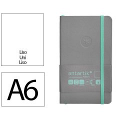 Cuaderno con gomilla Antartik notes tapa blanda A6 hojas lisas gris y turquesa 100 hojas 80 g
