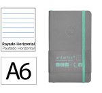 Cuaderno con gomilla Antartik notes tapa blanda A6 rayas gris y turquesa 100 hojas 80 g