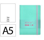 Cuaderno con gomilla Antartik notes tapa blanda A5 hojas lisas rosa y turquesa 80 hojas 80 g