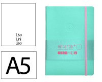 Cuaderno con gomilla Antartik notes tapa blanda A5 hojas lisas rosa y turquesa 80 hojas 80 g