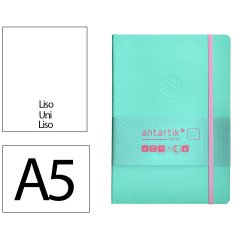 Cuaderno con gomilla Antartik notes tapa blanda A5 hojas lisas rosa y turquesa 80 hojas 80 g