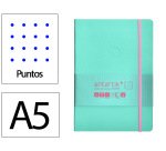 Cuaderno con gomilla Antartik notes tapa blanda A5 hojas puntos rosa y turquesa 80 hojas 80 g