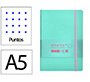 Cuaderno con gomilla Antartik notes tapa blanda A5 hojas puntos rosa y turquesa 80 hojas 80 g
