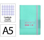 Cuaderno con gomilla antartik notes tapa blanda A5 hojas cuadricula rosa y turquesa 80 hojas 80 g