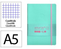 Cuaderno con gomilla antartik notes tapa blanda A5 hojas cuadricula rosa y turquesa 80 hojas 80 g