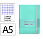 Cuaderno con gomilla antartik notes tapa blanda A5 hojas cuadricula rosa y turquesa 80 hojas 80 g