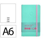 Cuaderno con gomilla antartik notes tapa blanda A6 hojas lisas rosa y turquesa 100 hojas 80 g