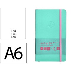 Cuaderno con gomilla antartik notes tapa blanda A6 hojas lisas rosa y turquesa 100 hojas 80 g