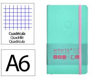Cuaderno con gomilla antartik notes tapa blanda A6 cuadricula rosa y turquesa 100 hojas 80 g