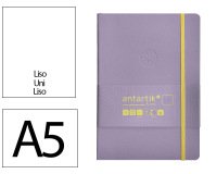 Cuaderno con gomilla antartik notes tapa blanda a5 hojas lisas morado y amarillo 80 hojas 80 gr fsc