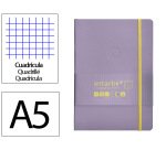 Cuaderno con gomilla antartik notes tapa blanda A5 hojas cuadricula morado y amarillo 80 hojas 80 g