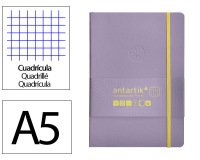 Cuaderno con gomilla antartik notes tapa blanda A5 hojas cuadricula morado y amarillo 80 hojas 80 g