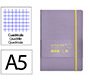 Cuaderno con gomilla antartik notes tapa blanda A5 hojas cuadricula morado y amarillo 80 hojas 80 g