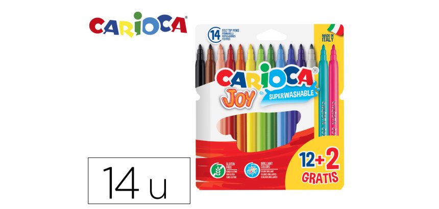 Rotulador carioca joy estuche de 12 unidades colores surtidos + 2 gratis