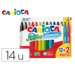 Rotulador carioca jumbo punta gruesa estuche de 12 unidades colores surtidos + 2 gratis