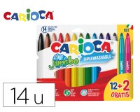 Rotulador carioca jumbo punta gruesa estuche de 12 unidades colores surtidos + 2 gratis