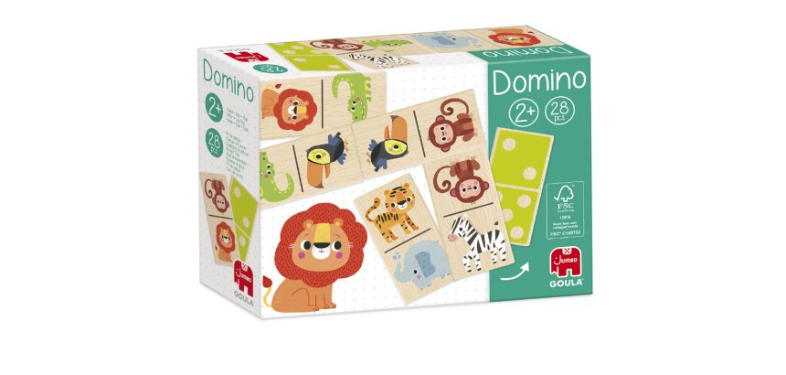 Juego goula jumbo domino madera selva 28 piezas