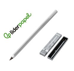 Lapiz de grafito infinito liderpapel aluminio hexagonal plateado ultra resistente 1 punta de recambio
