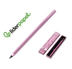 Lapiz de grafito infinito liderpapel aluminio hexagonal rosa ultra resistente 1 punta de recambio