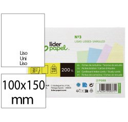 Tarjeta liderpapel para estudiar lisa cartulina de colores 170 gr/m2 100x150mm paquete de 200 unidades