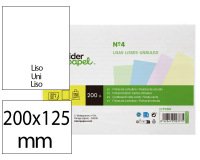 Tarjeta liderpapel para estudiar lisa cartulina de colores 170 gr/m2 125x200mm paquete de 200 unidades