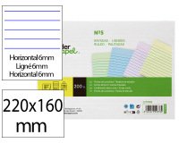 Tarjeta liderpapel para estudiar rayada cartulina de colores 170 gr/m2 160x220mm paquete de 200 unidades