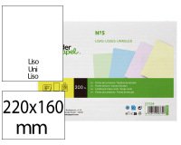Tarjeta liderpapel para estudiar lisa cartulina de colores 170 gr/m2 160x220mm paquete de 200 unidades