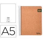 Cuaderno espiral liderpapel a5 ecouse tapa cartulina kraft contracolada 120h papel 100% reciclado 80gr liso