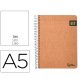 Cuaderno espiral liderpapel din a5 tapa cartulina kraft contracolada 120h papel 100% reciclado 80 gr liso