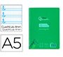 Cuaderno espiral liderpapel a5 pautaguia tapa plastico 80h 90gr cuadro pautado 4mm con margen color verde