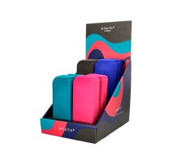 Estuche portatodo antartik prisma soft rectangular 185x50x75 mm expositor de 8 unidades colores intensos