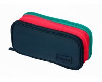 Estuche portatodo liderpapel funky 3 cremalleras con aperturas laterales azul fuscia turquesa 220x100x65 mm