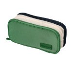Estuche portatodo liderpapel funky 3 cremalleras con aperturas laterales verde blanco azul 220x100x65 mm