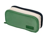 Estuche portatodo liderpapel funky 3 cremalleras con aperturas laterales verde blanco azul 220x100x65 mm