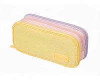 Estuche portatodo liderpapel funky 3 cremalleras con aperturas laterales amarillo rosa lila 220x100x65 mm