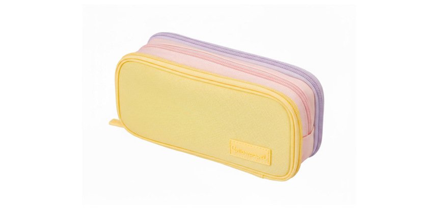 Estuche portatodo liderpapel funky 3 cremalleras con aperturas laterales amarillo rosa lila 220x100x65 mm