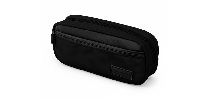 Estuche portatodo liderpapel duo 2 cremalleras con bolsillofrontal negro 220x90x50 mm