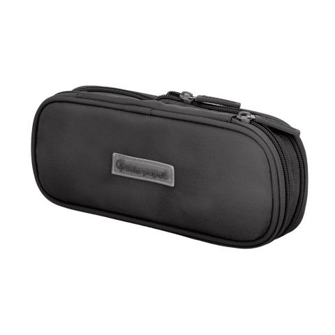 Estuche portatodo liderpapel color pop 2 cremalleras con compartimento extensible negro 230x60 mm