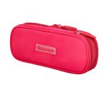 Estuche portatodo liderpapel color pop 2 cremalleras con compartimento extensible rosa fucsia 230x60 mm