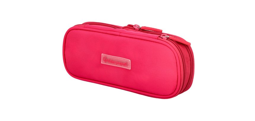 Estuche portatodo liderpapel color pop 2 cremalleras con compartimento extensible rosa fucsia 230x60 mm